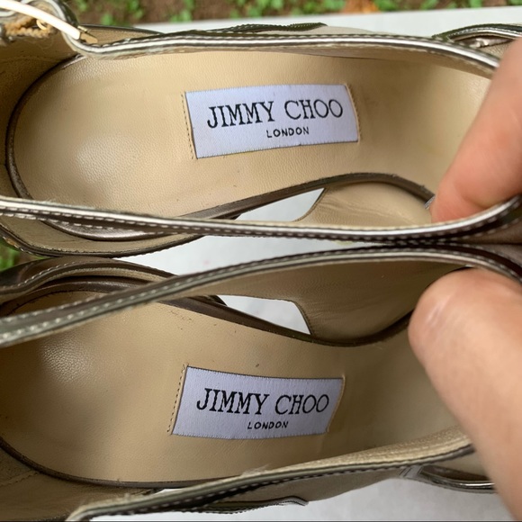 Jimmy Choo Leondra 120 SMT nude suede mirror leather pumps 39 - Picture 11 of 15